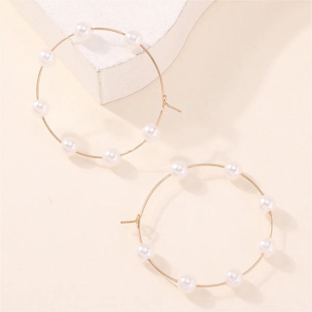 Pearl & 18K Gold-Plated Beaded Circle Hoop Earrings