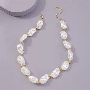 Pearl & 18K Gold-Plated Irregular Beaded Station Necklace