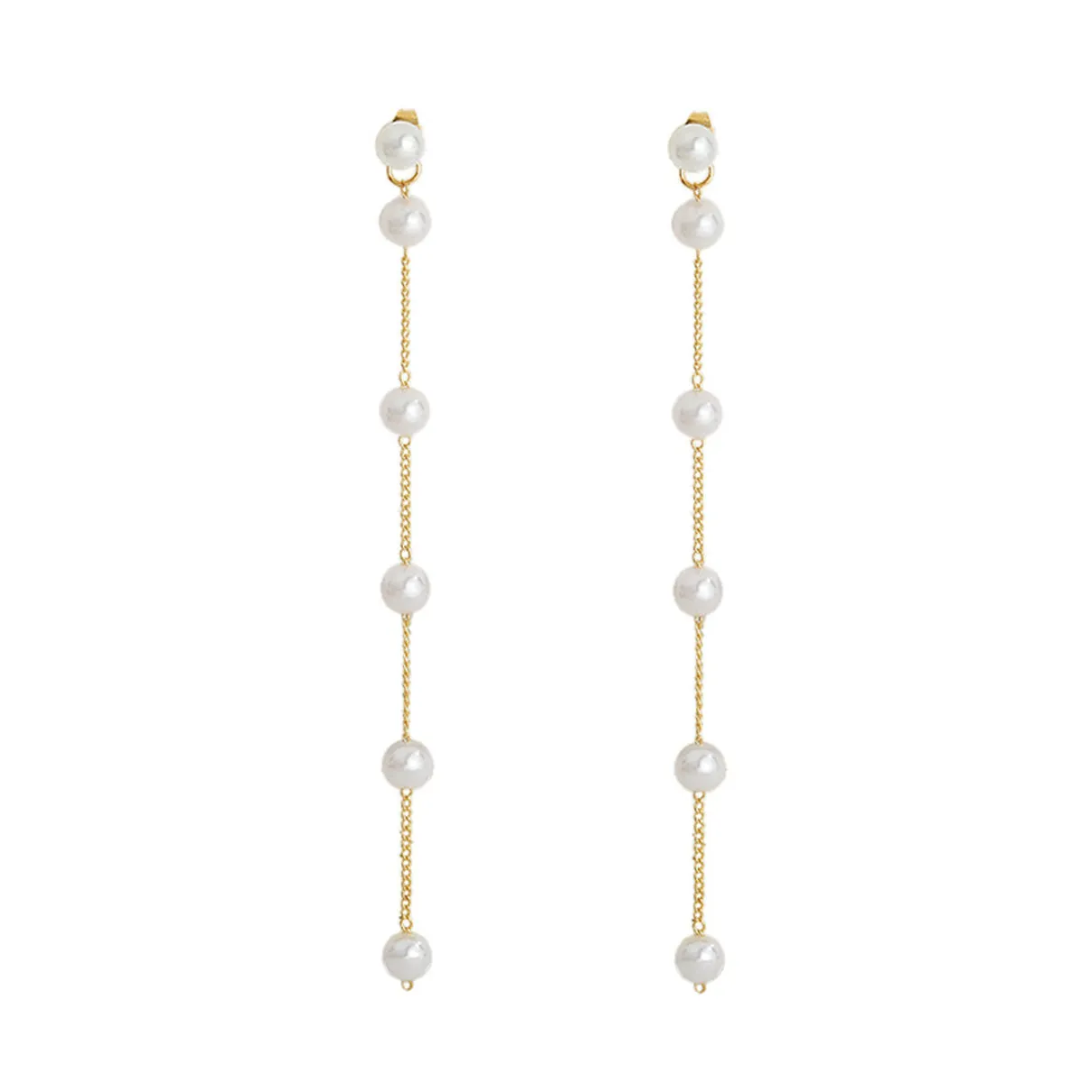 Pearl & 18K Gold-Plated Link-Beaded Drop Earrings