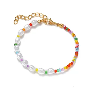 Pearl & Howlite 18K Gold-Plated Multicolor Beaded Bracelet
