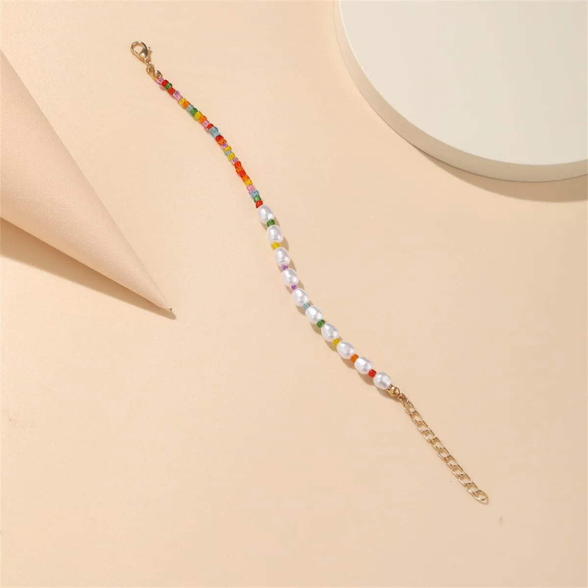 Pearl & Howlite 18K Gold-Plated Multicolor Beaded Bracelet