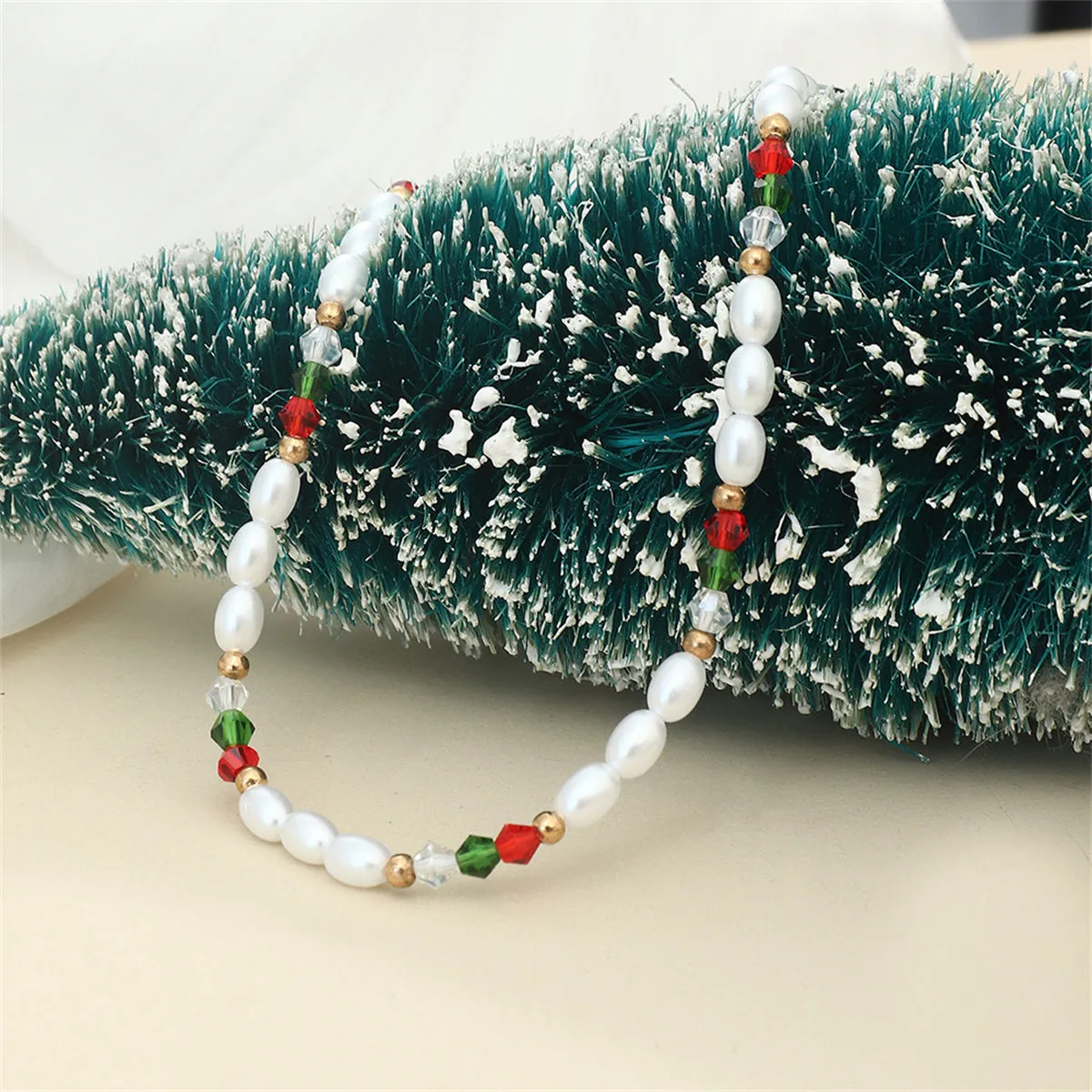 Pearl & Red Beaded Station Necklace
