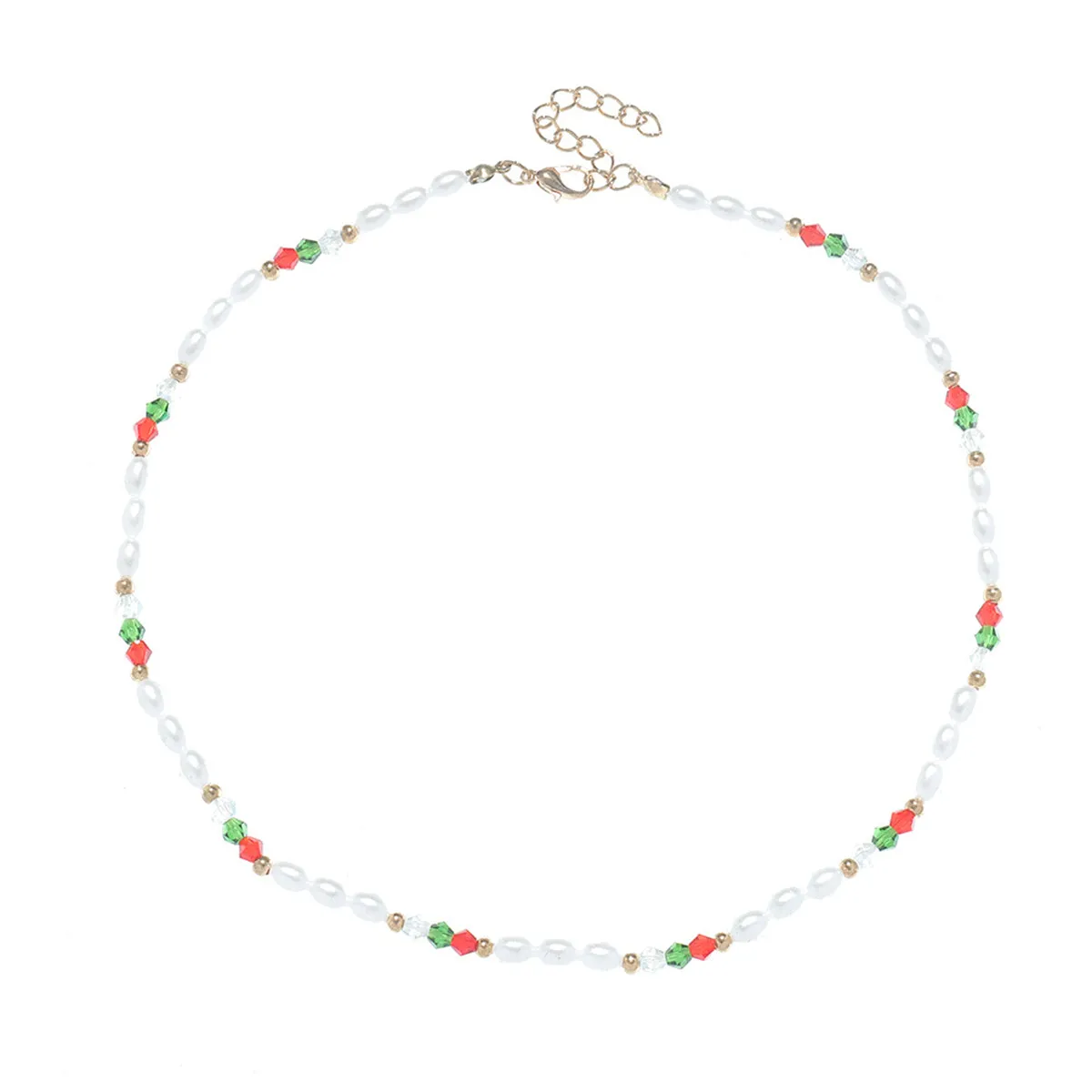 Pearl & Red Beaded Station Necklace