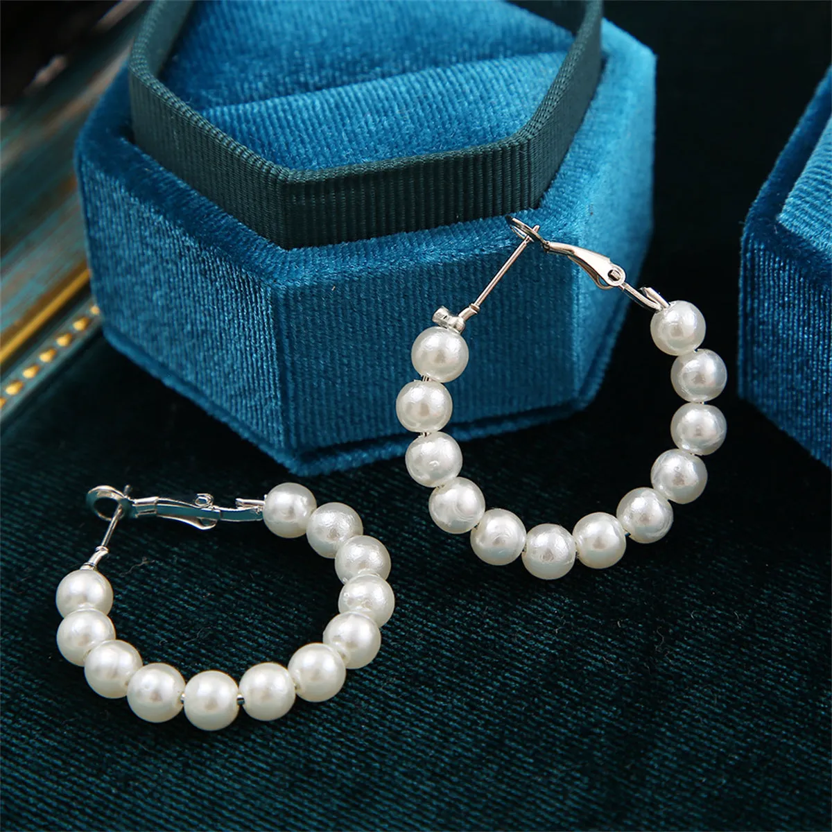 Pearl & Silver-Plated Beaded Hoop Earrings