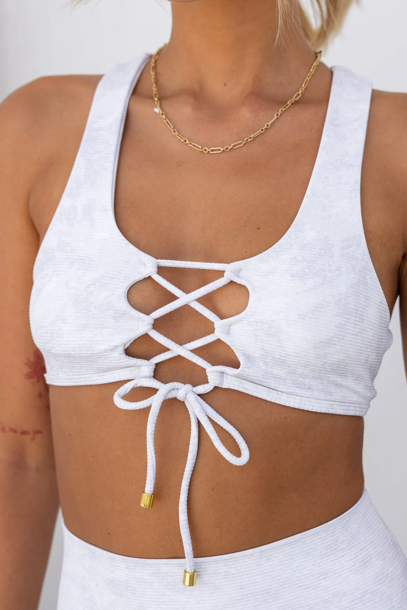 Peekaboo Ribbed Bra - Coconut