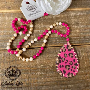 Pink Beaded Leopard Necklace