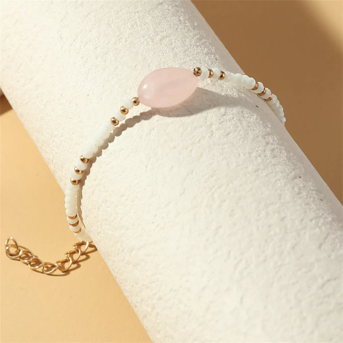 Pink Quartz & White Howlite Beaded Bracelet