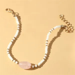 Pink Quartz & White Howlite Beaded Bracelet