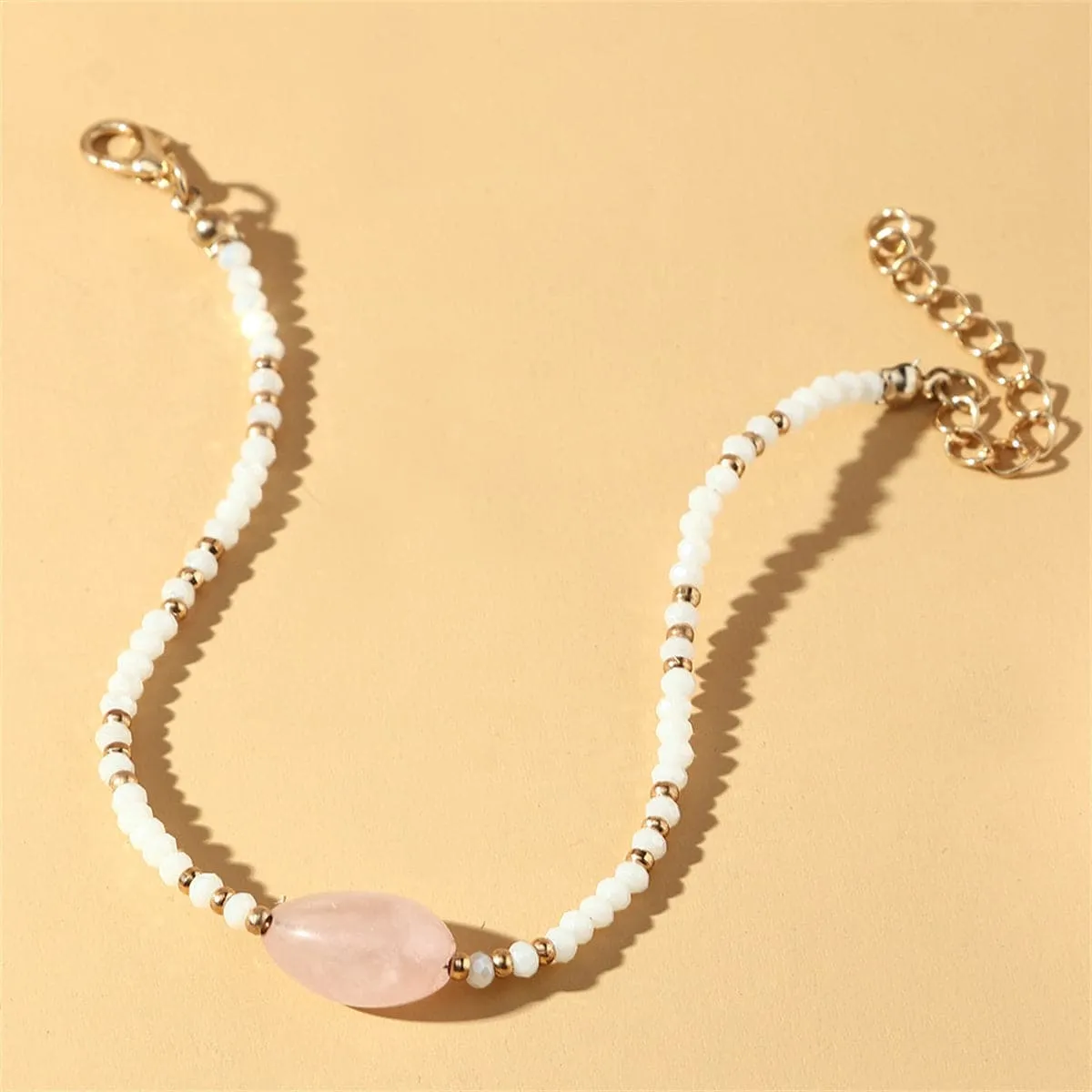 Pink Quartz & White Howlite Beaded Bracelet