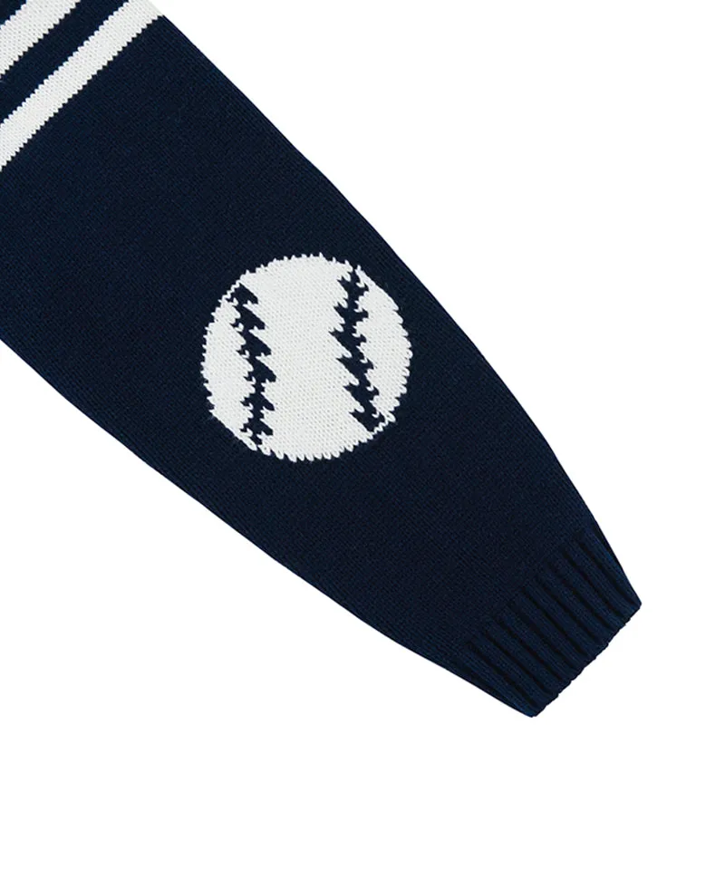 PIV'VEE  Baseball Sweater - Ocean Navy