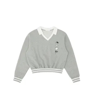 PIV'VEE Sports Emoji V-Neck Sweatshirt - Heather Gray