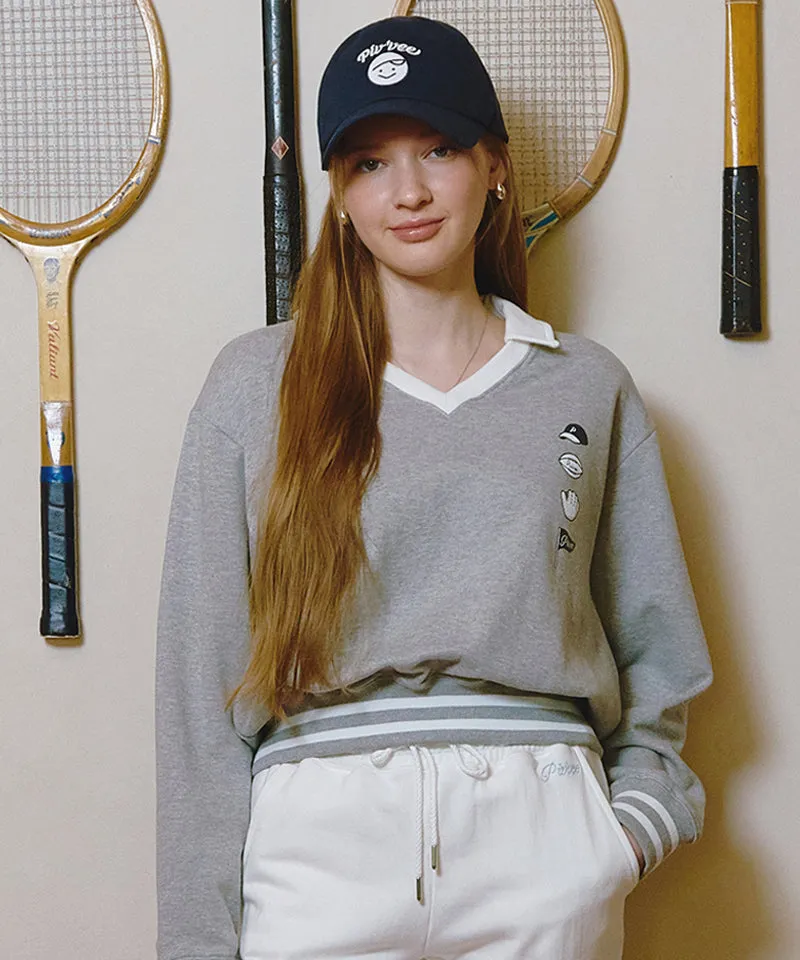 PIV'VEE Sports Emoji V-Neck Sweatshirt - Heather Gray