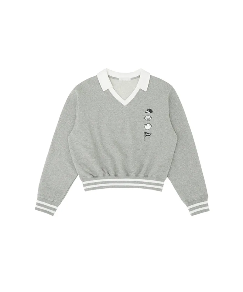 PIV'VEE Sports Emoji V-Neck Sweatshirt - Heather Gray
