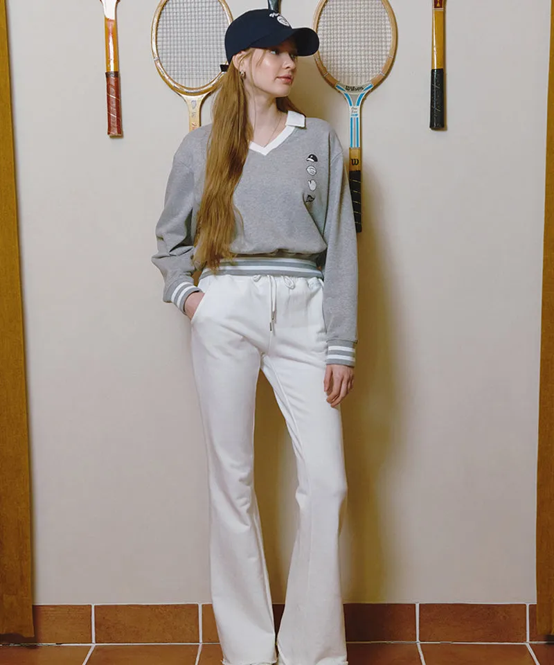 PIV'VEE Sports Emoji V-Neck Sweatshirt - Heather Gray