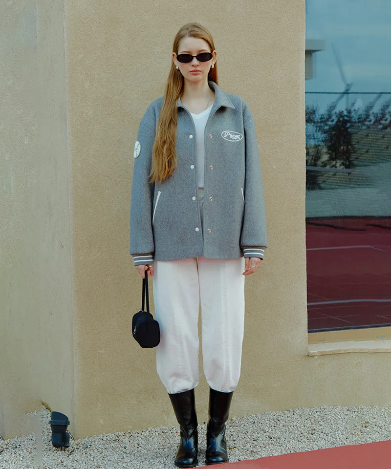 PIV'VEE Varsity Wool Jacket - Heather Gray