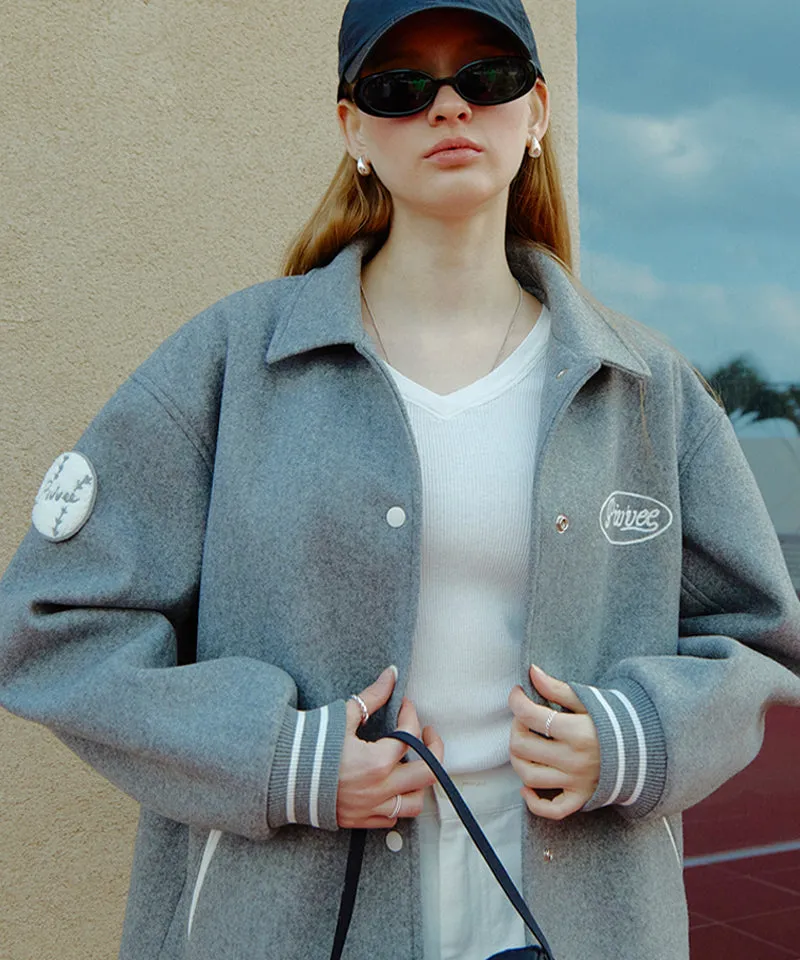 PIV'VEE Varsity Wool Jacket - Heather Gray