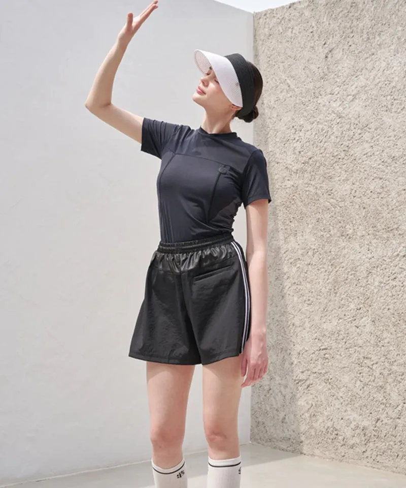 POSHERD Light Cool Stripe Banding Shorts - Black (UV blocking)