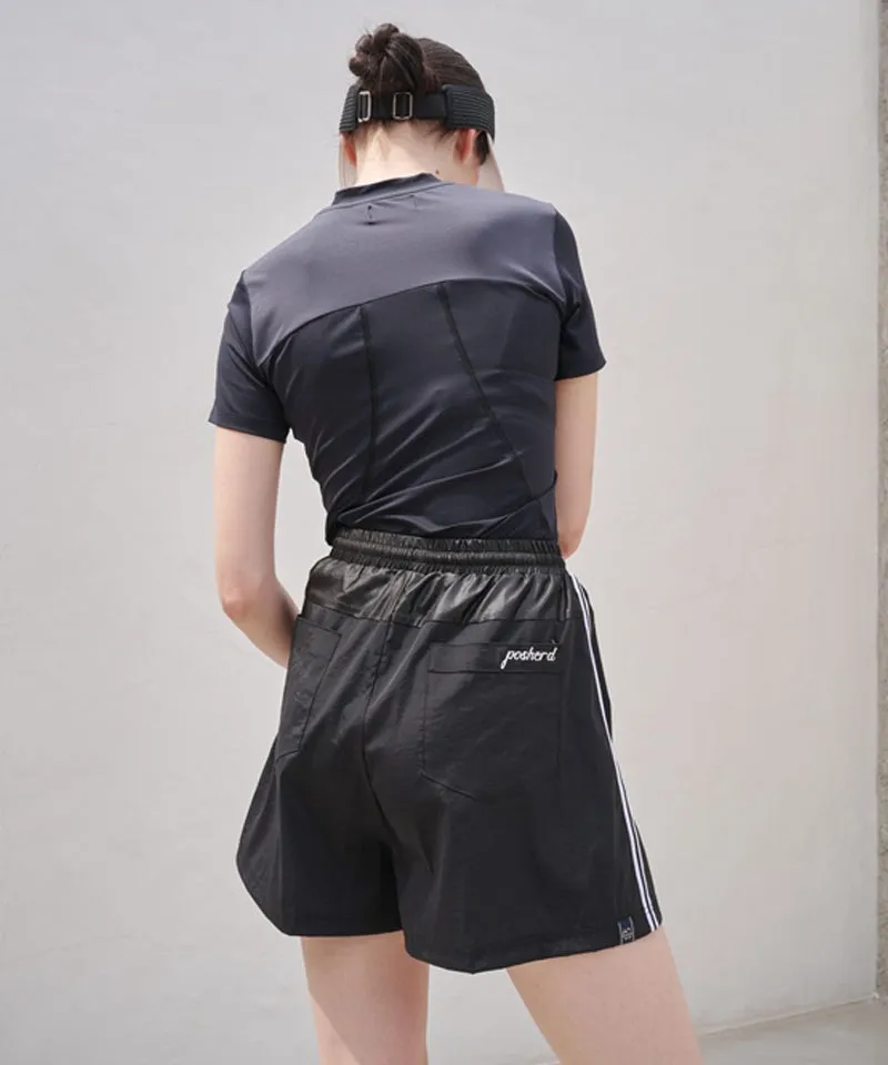 POSHERD Light Cool Stripe Banding Shorts - Black (UV blocking)