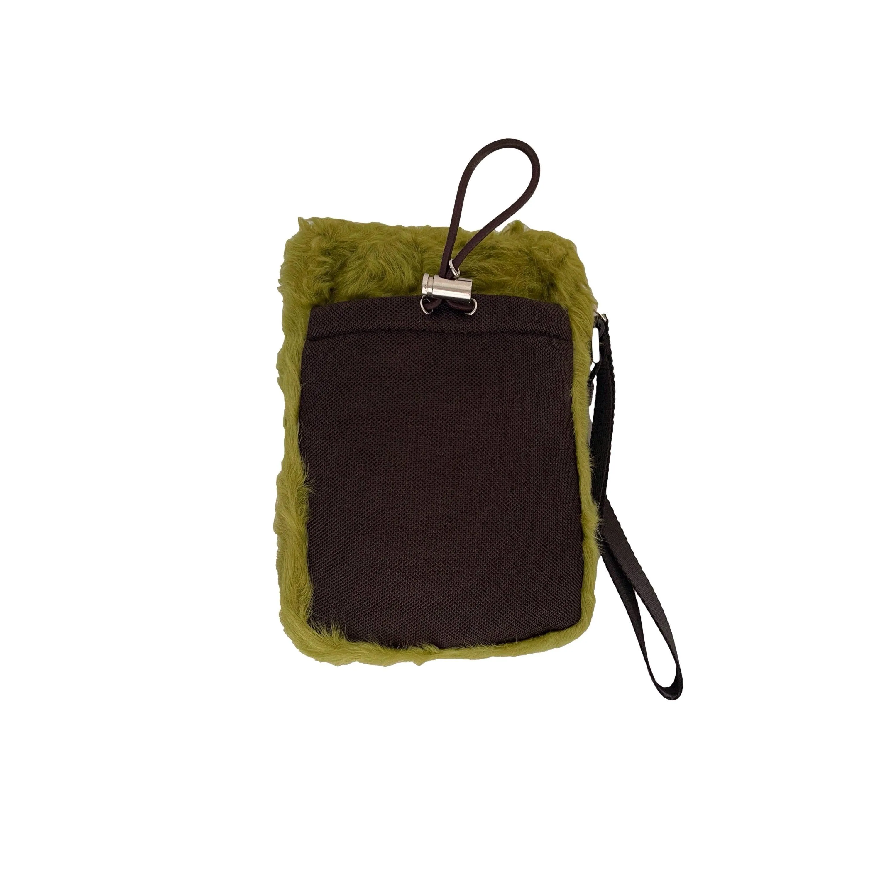 Prada Green Fur Rivet Wristlet