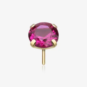 Pure24K Implant Grade Titanium OneFit Threadless Ruby Corundum CZ Prong Set Birthstone Gem Top Part