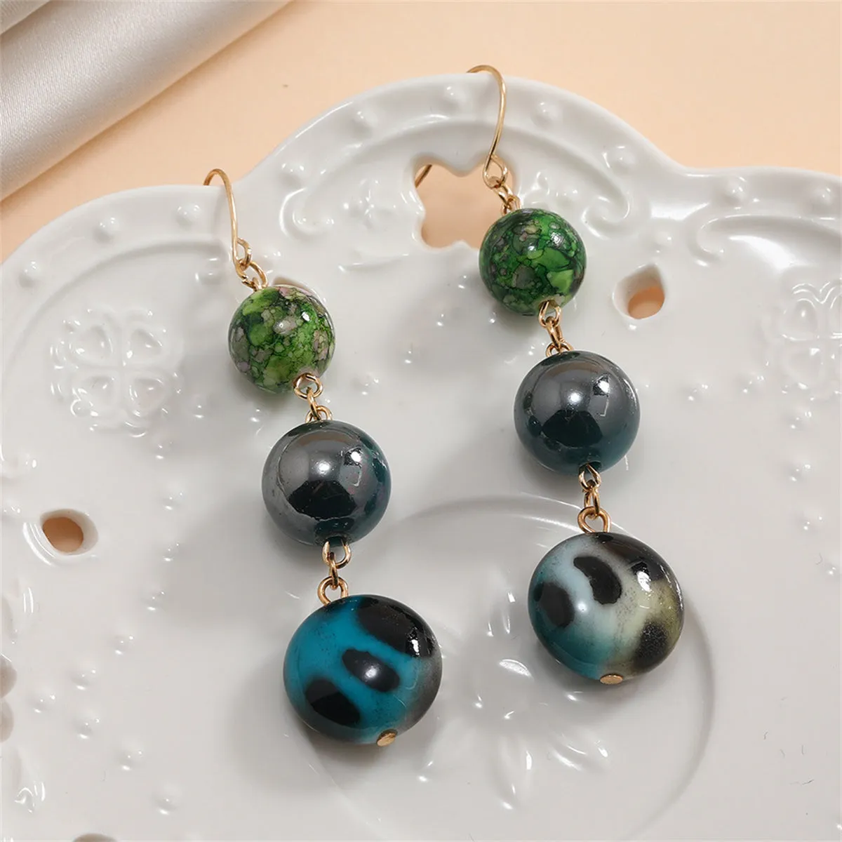 Quartz & 18K Gold-Plated Beaded Drop Earrings