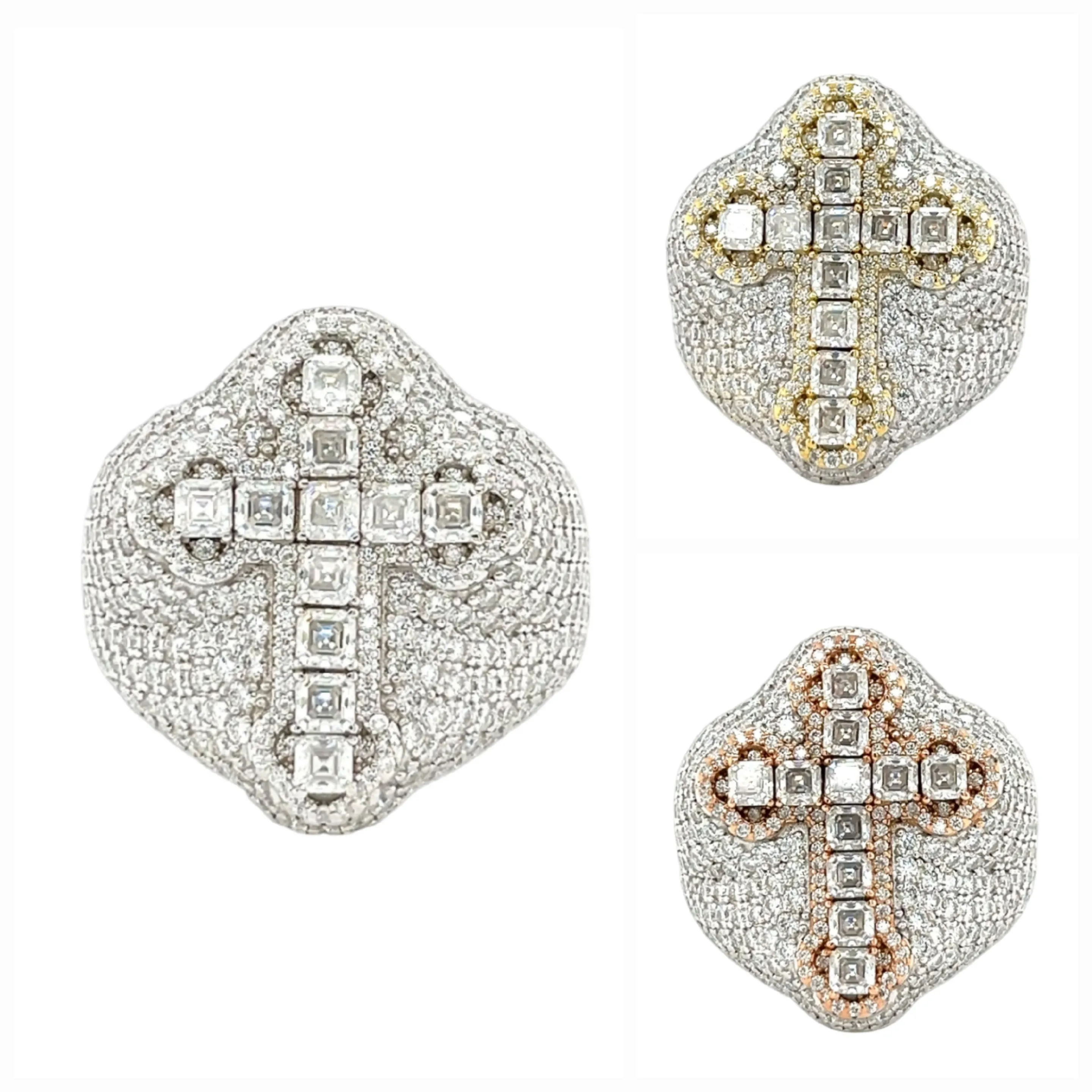 Radiant Cross Design Sterling Silver Ring with Cubic Zirconia - C103269