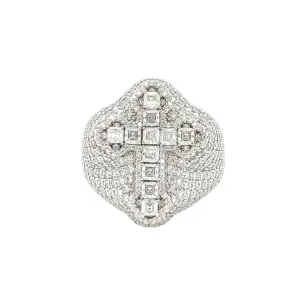 Radiant Cross Design Sterling Silver Ring with Cubic Zirconia - C103269