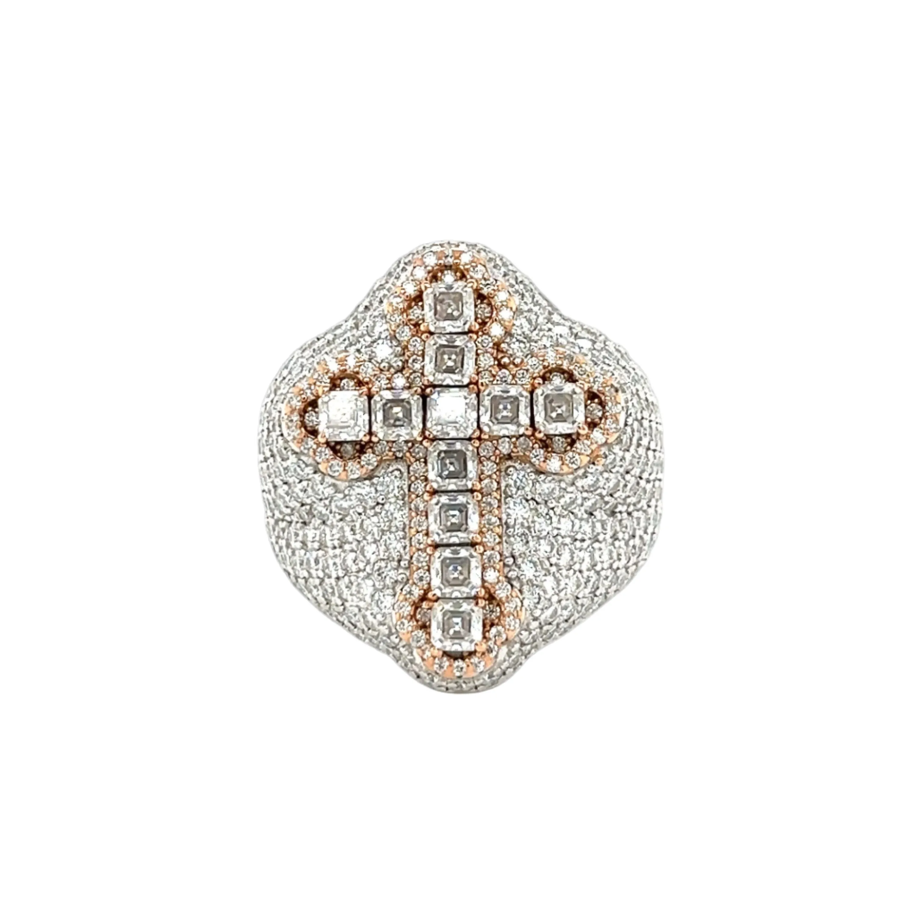 Radiant Cross Design Sterling Silver Ring with Cubic Zirconia - C103269