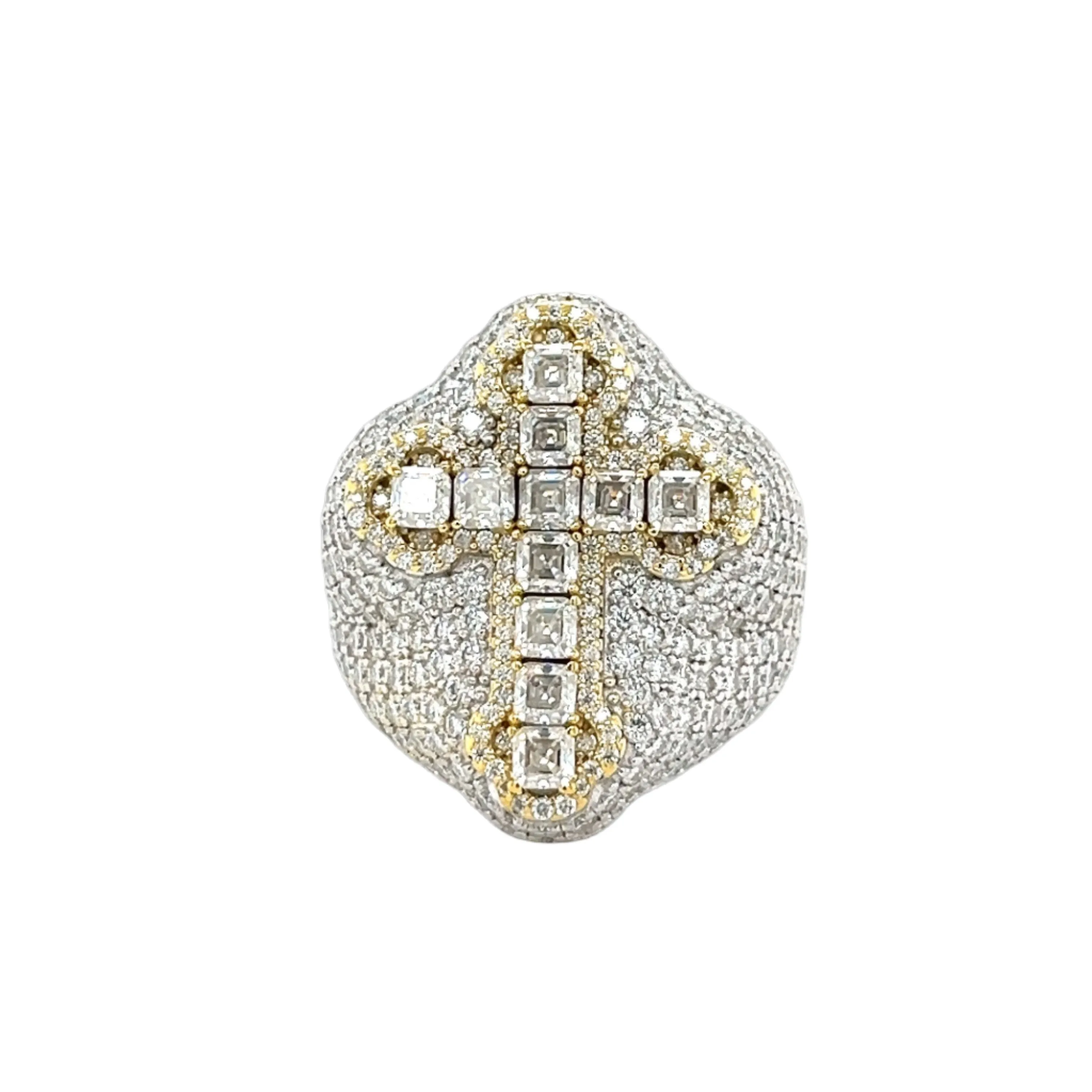 Radiant Cross Design Sterling Silver Ring with Cubic Zirconia - C103269
