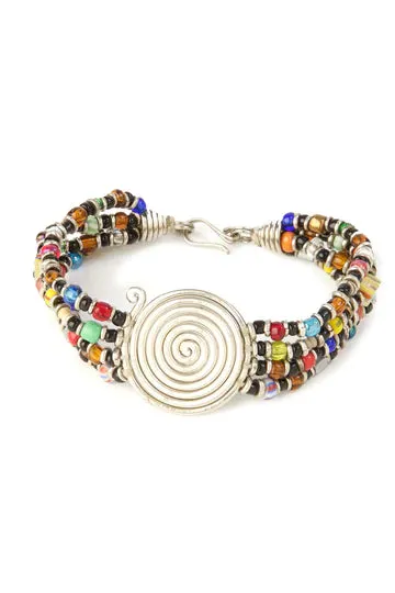 Rainbow Bead & Coil Bracelet