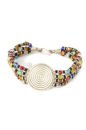 Rainbow Bead & Coil Bracelet