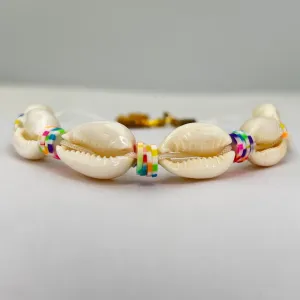 Rainbow Beaded Chain Seashell Beaded Anklet: Beach Style