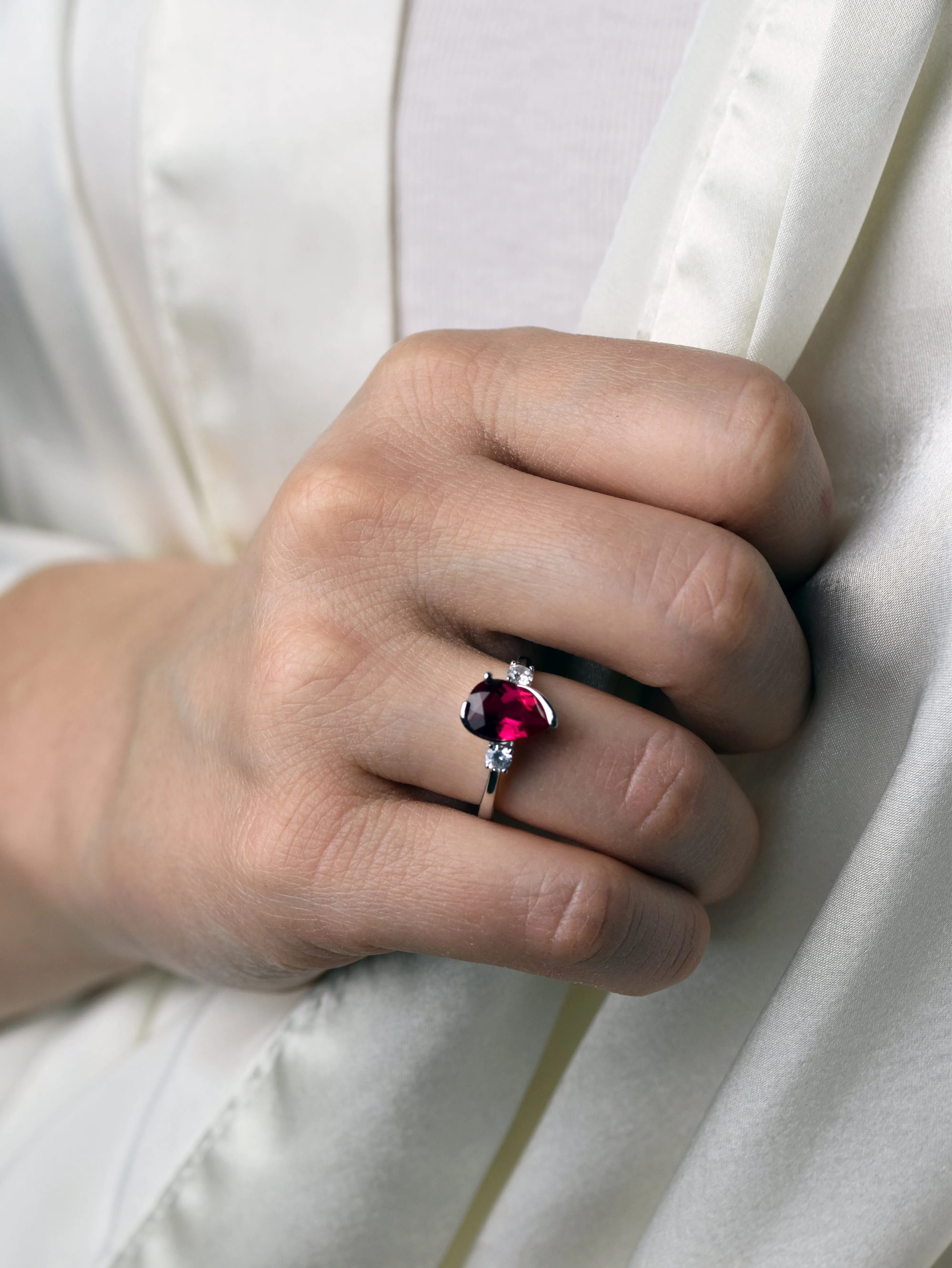 Real Pear Shaped Ruby Ring