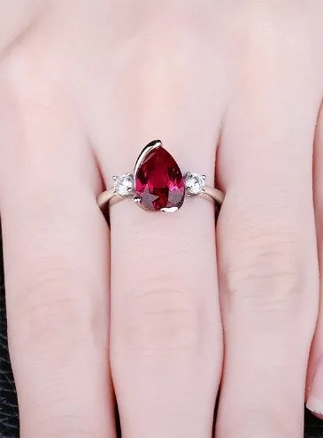 Real Pear Shaped Ruby Ring