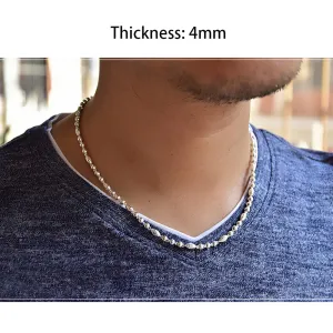Real Solid 999 Sterling Silver Necklace Beaded Beautiful Fashion Jewelry Unisex 18"-26"