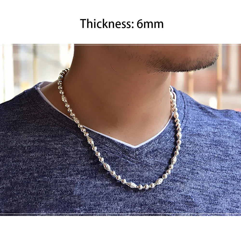 Real Solid 999 Sterling Silver Necklace Beaded Beautiful Fashion Jewelry Unisex 18"-26"