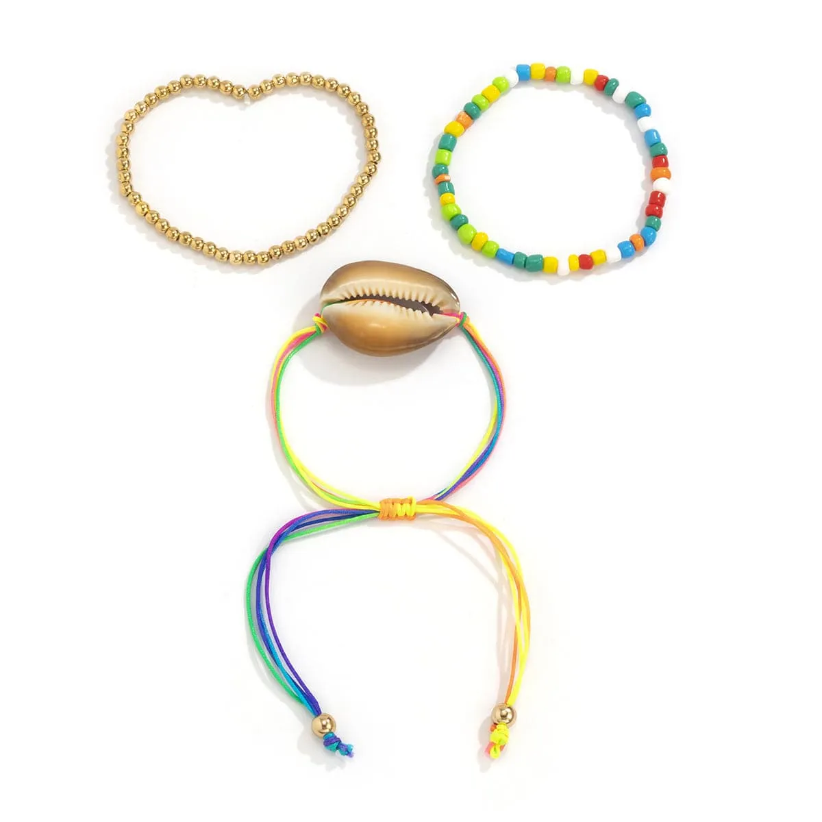 Red & Blue Multicolor Beaded Stretch Bracelet Set
