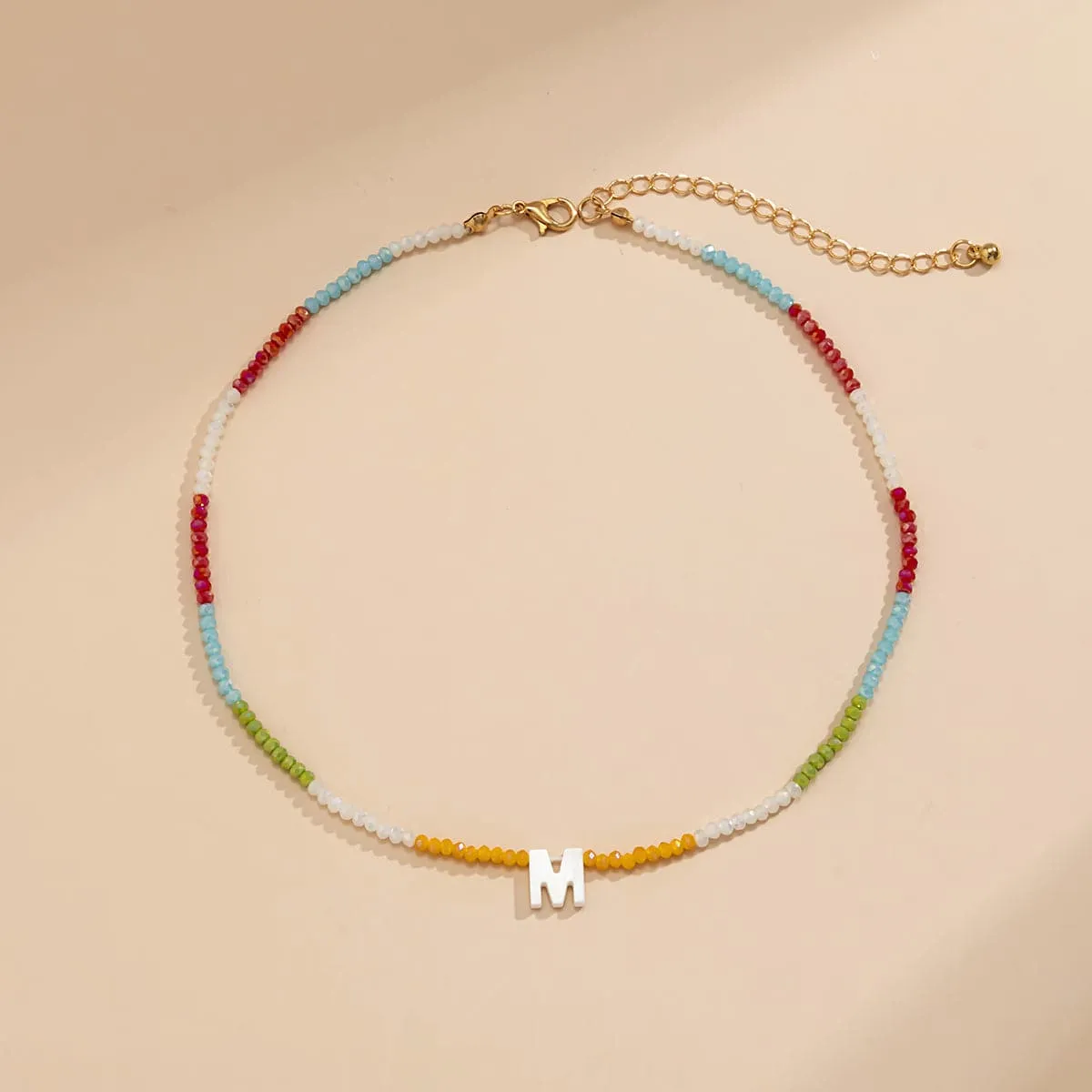 Red & White 'M' Beaded Necklace