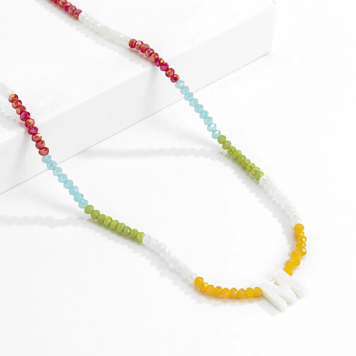Red & White 'M' Beaded Necklace
