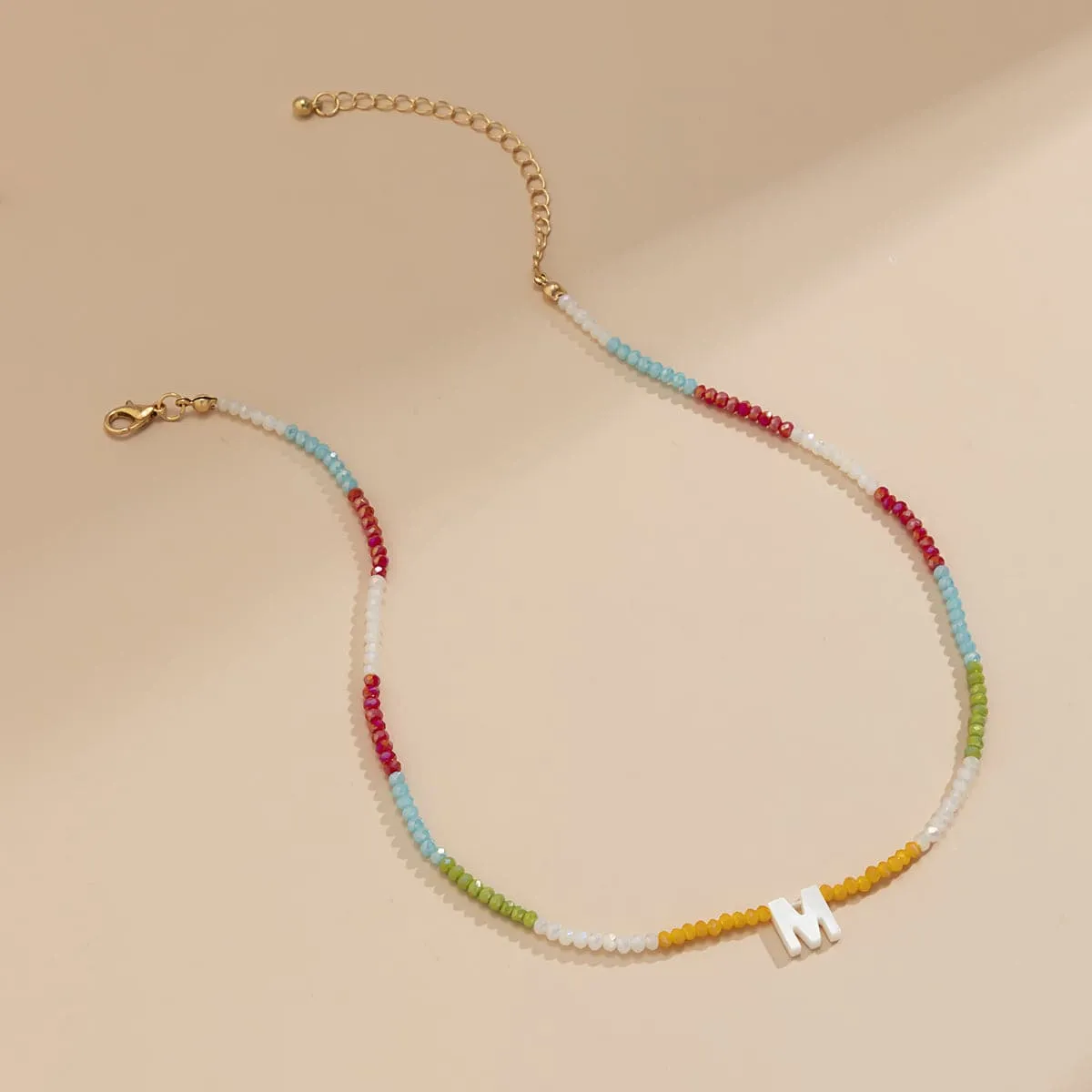 Red & White 'M' Beaded Necklace