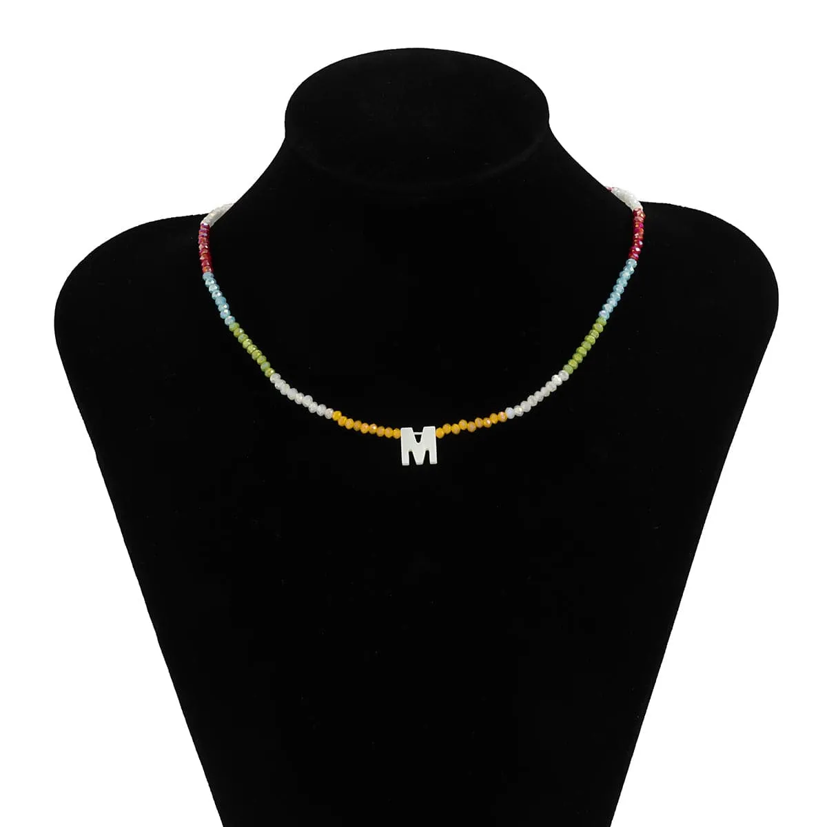 Red & White 'M' Beaded Necklace