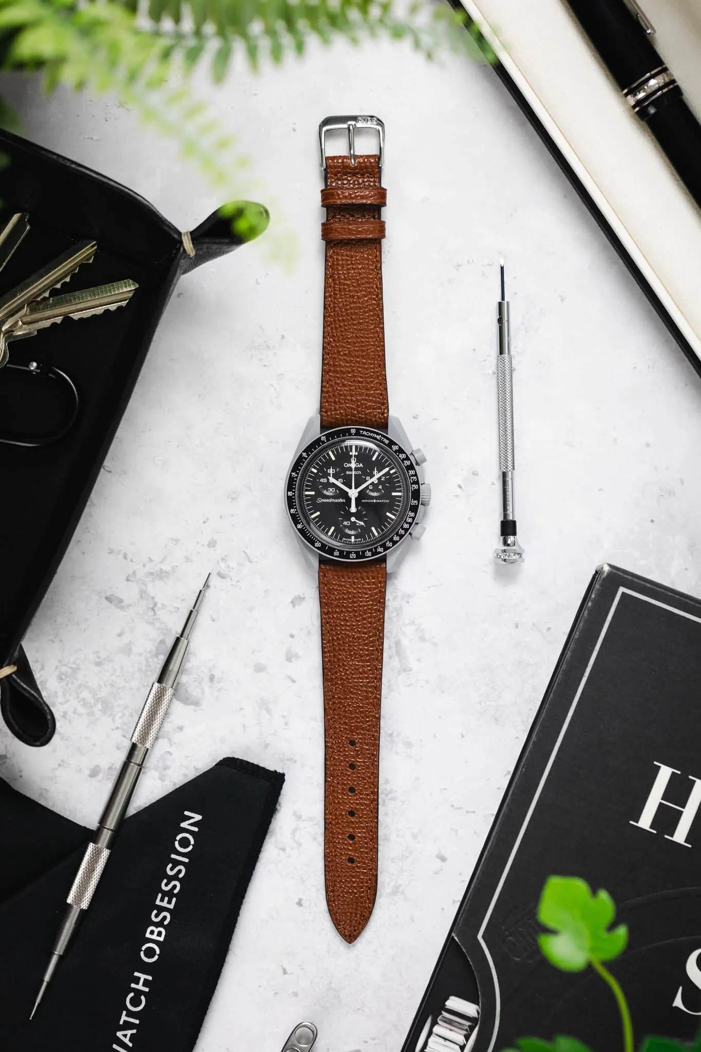 RIOS1931 FRENCH Leather Watch Strap in COGNAC