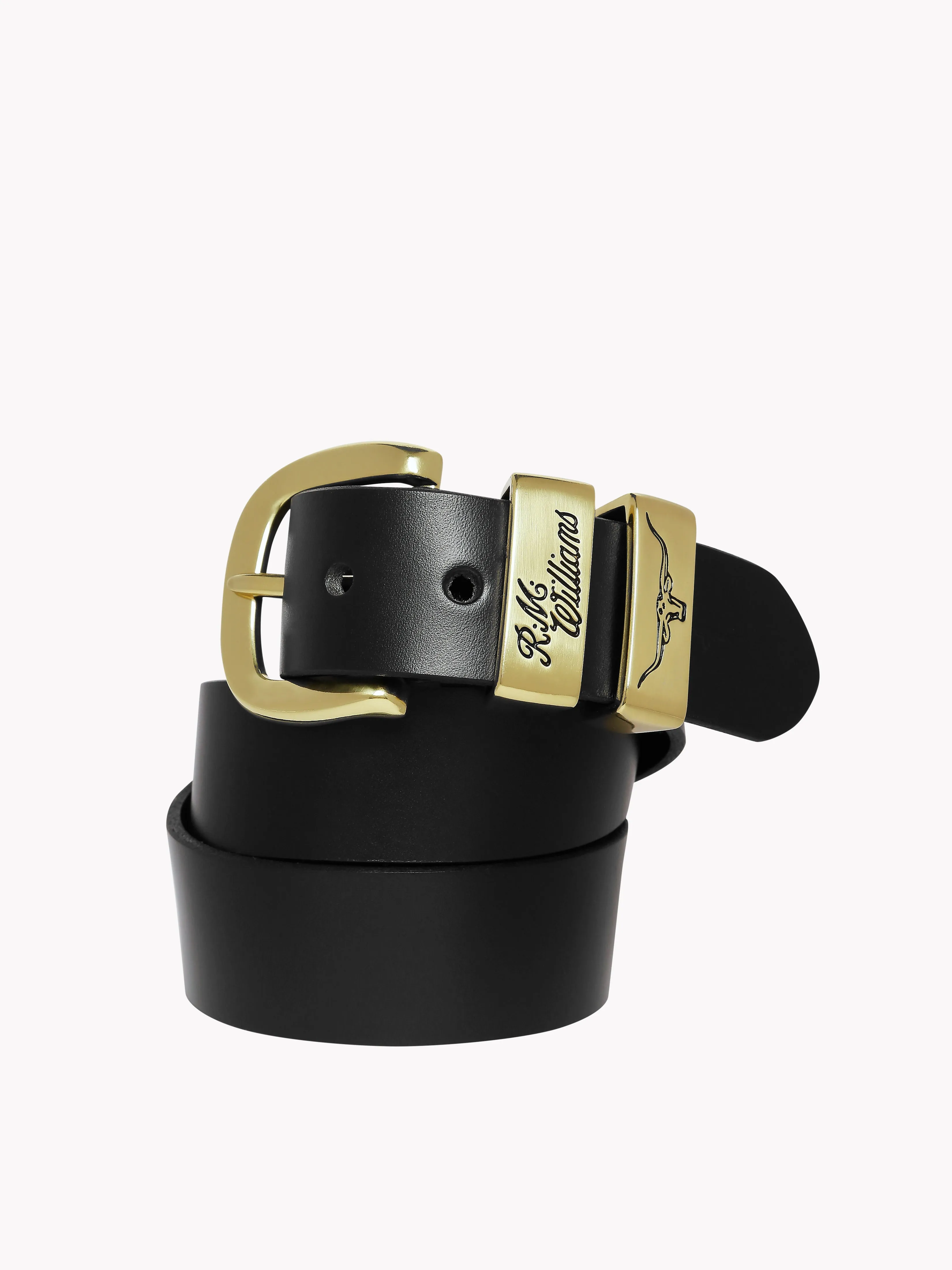R.M. Williams 1 1/2" 3 Piece Solid Hide Belt - Black
