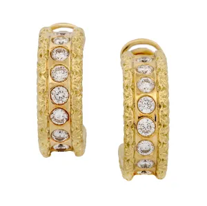 Roberto Coin Diamond Florentine Hoop Earrings in 18k Yellow Gold 1.50 cttw