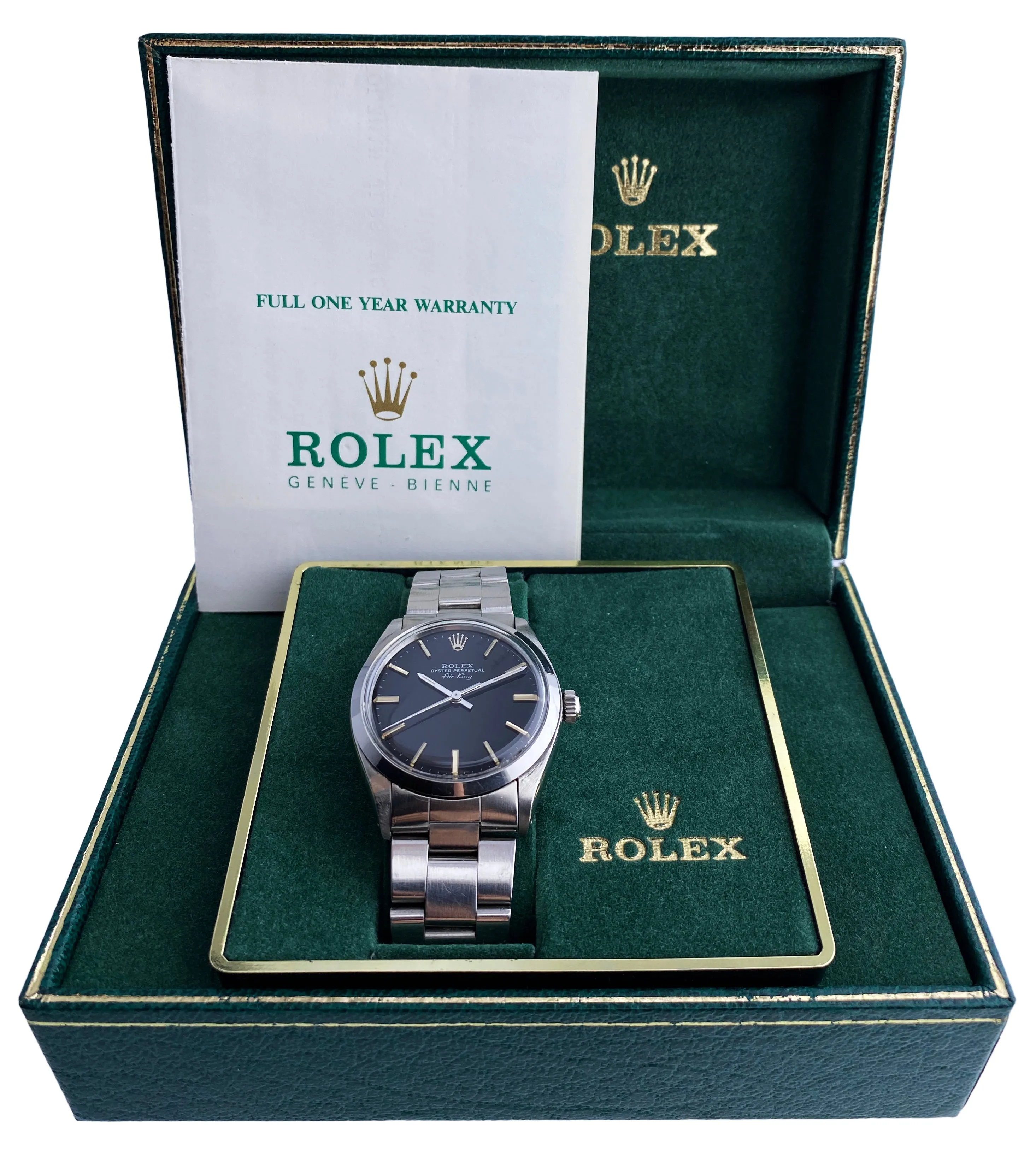 Rolex Air-King 5500 Black Dial Mens Watch With Box & Papers