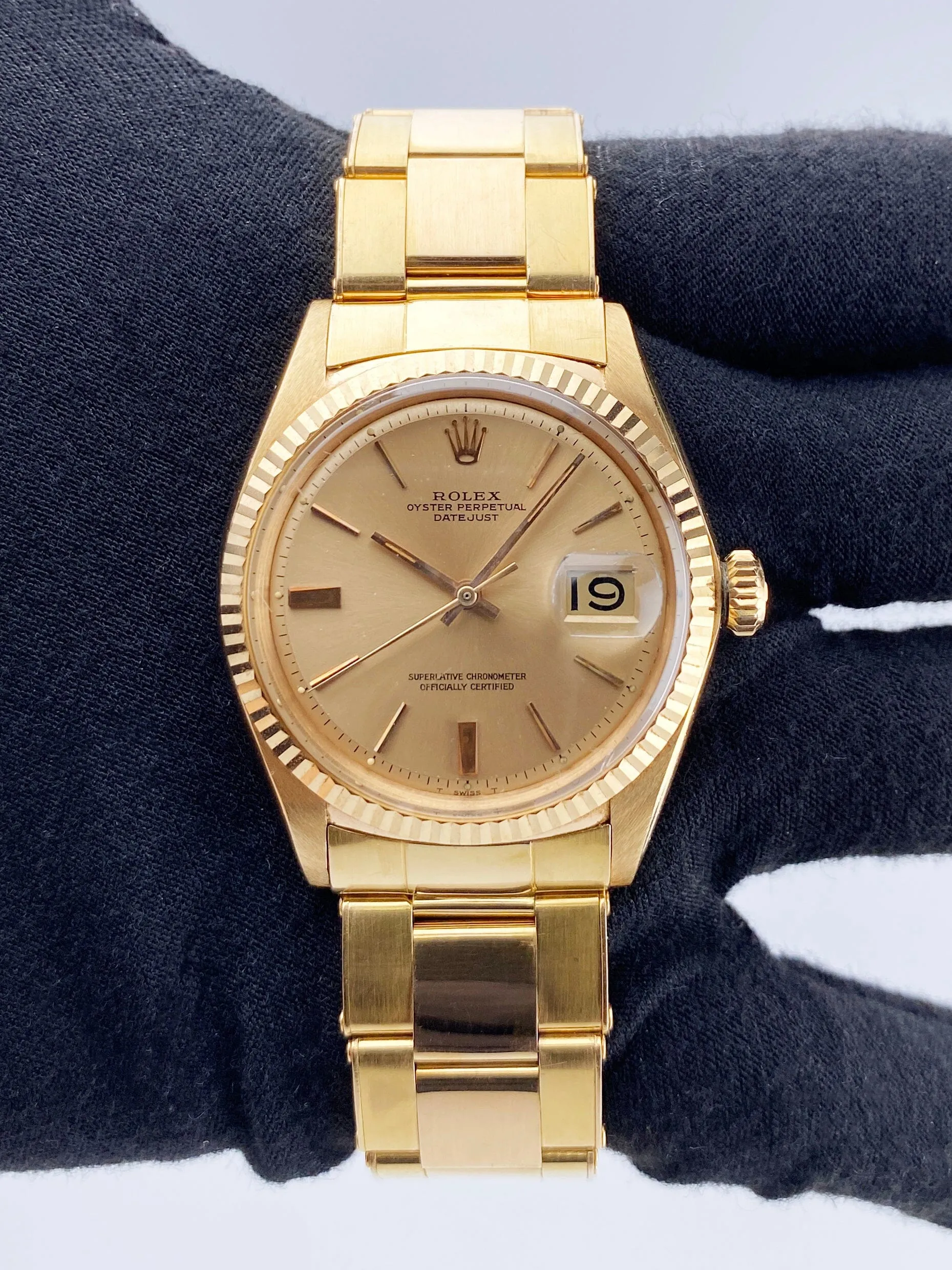Rolex Datejust 1601 Pink Dial 18K Rose Gold Mens Watch