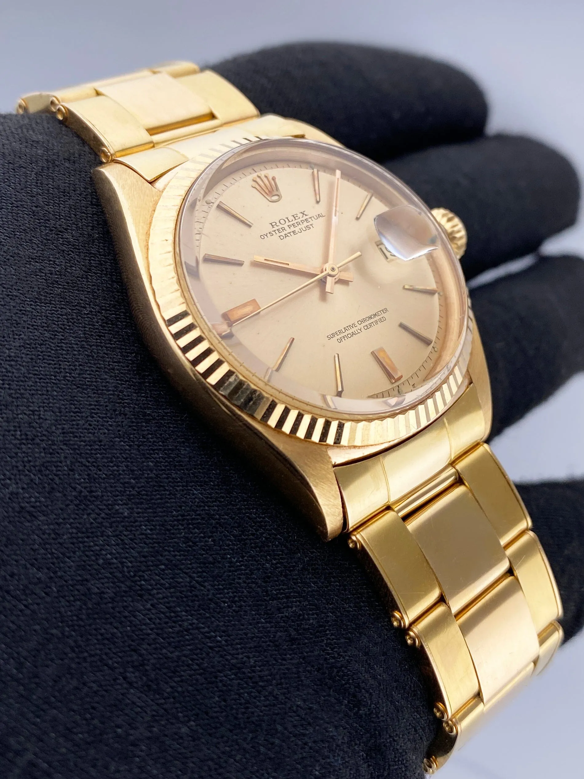 Rolex Datejust 1601 Pink Dial 18K Rose Gold Mens Watch