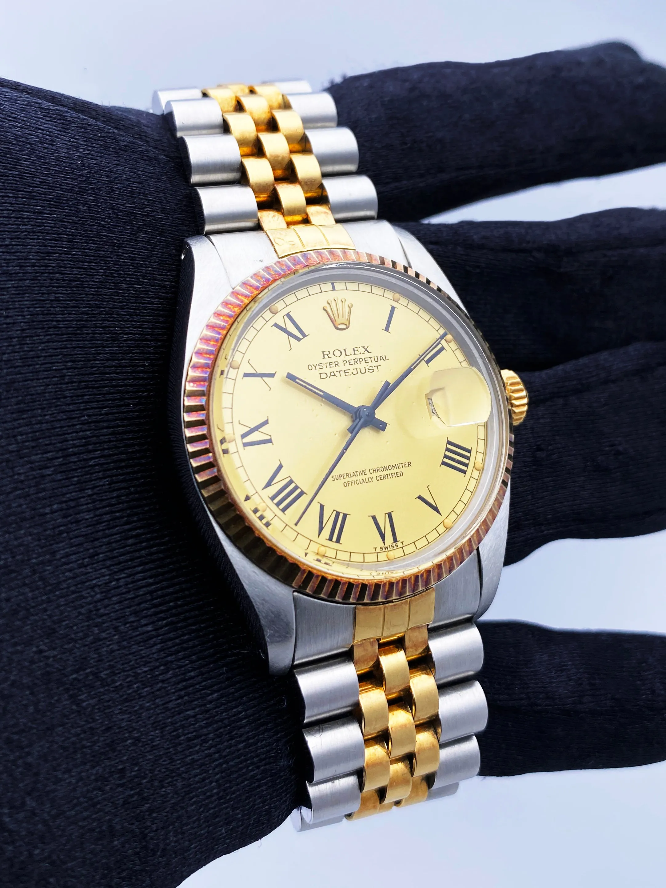 Rolex Datejust 16013 Buckley Dial Mens Watch Box Papers