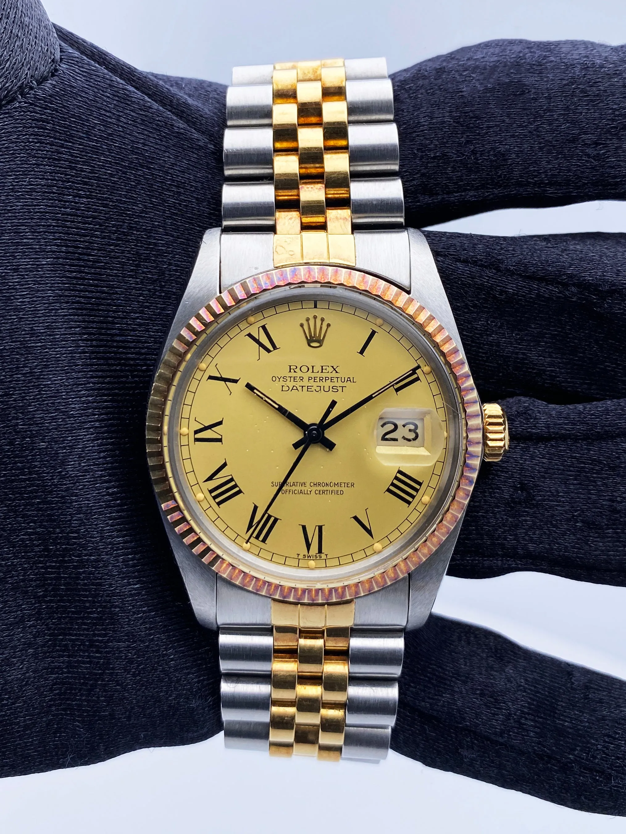 Rolex Datejust 16013 Buckley Dial Mens Watch Box Papers