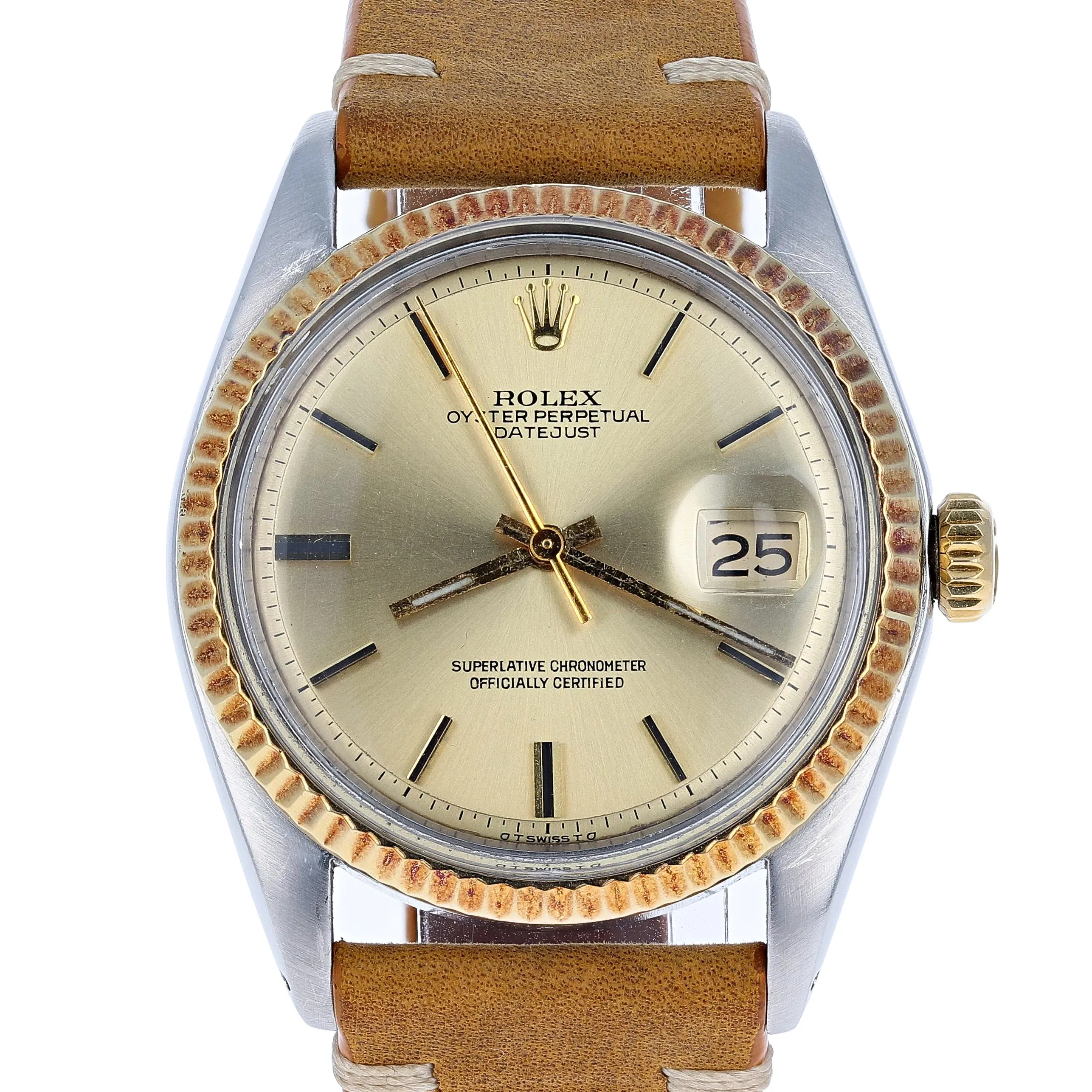 Rolex Datejust 1601/3 Sigma Champagne 1975 Yellow Gold & Steel 36 mm